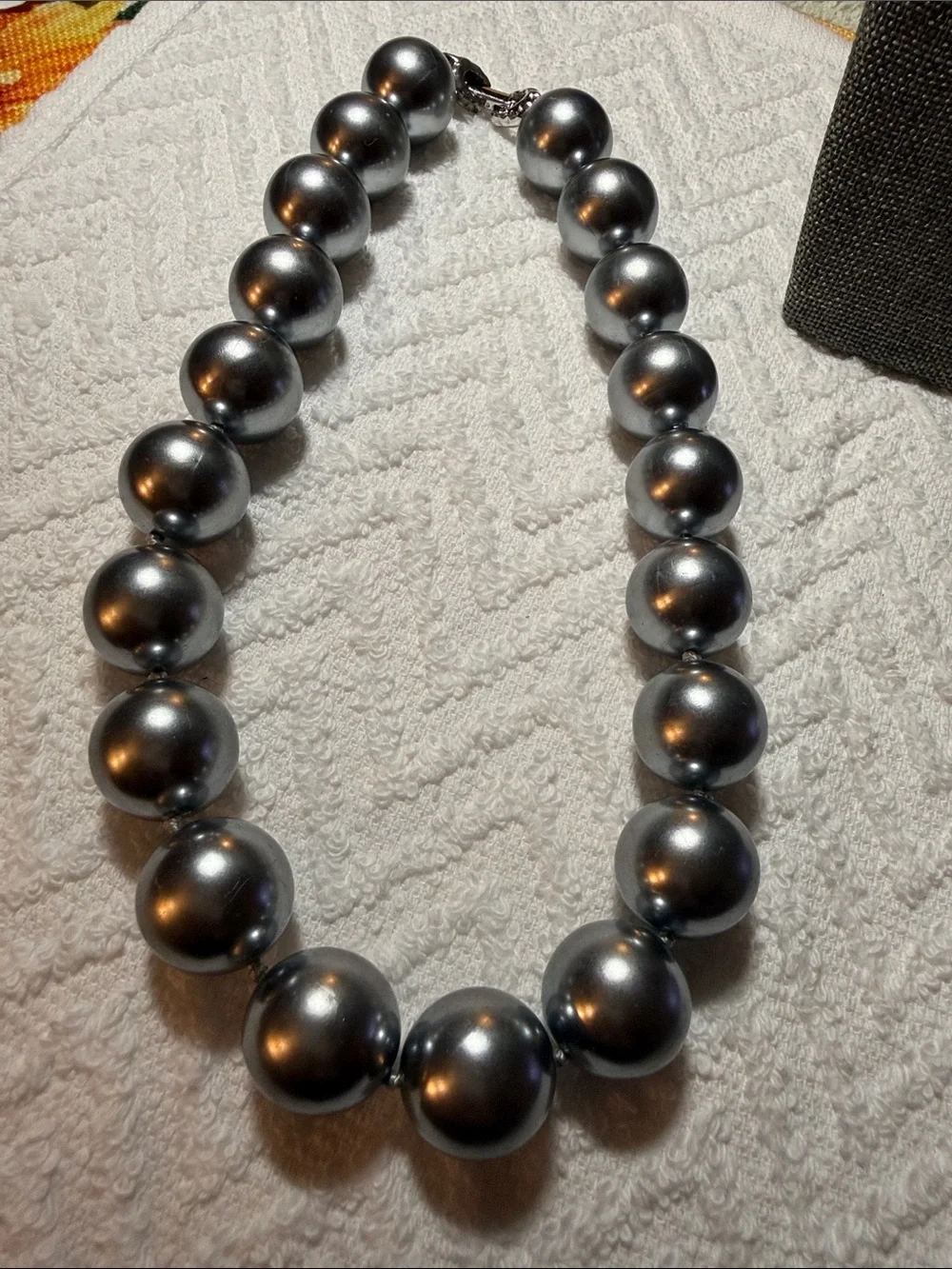 Vintage Richelieu Gray Charcol Bead Necklace - Women Jewelry